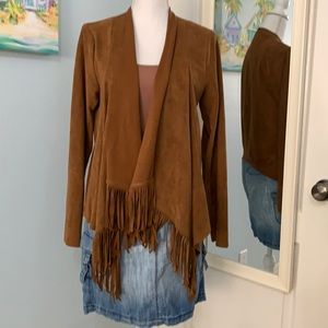 Hollister Shaw, fringe jacket, kimono. Faux suede.